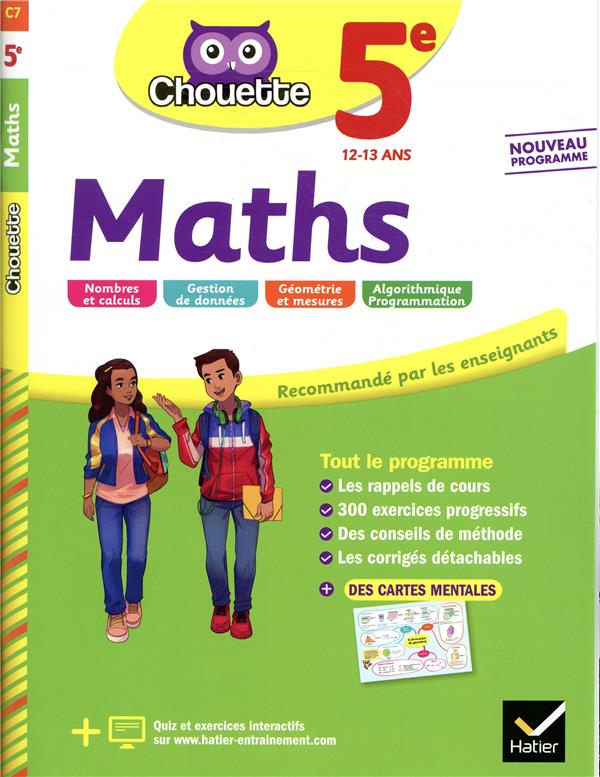 Chouette entraînement Tome 7 : maths ; 5e ; cahier d'entraînement et de révision