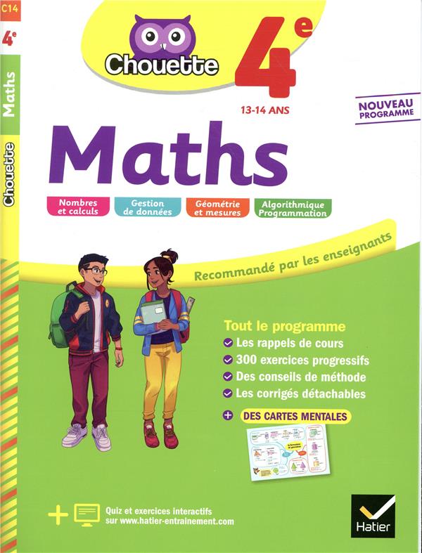 Chouette entraînement Tome 14 : maths ; 4e ; cahier d'entraînement et de révision
