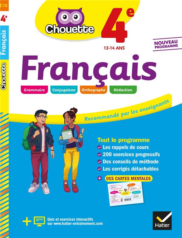 Chouette entraînement Tome 15 : français ; 4e ; cahier d'entraînement et de révision