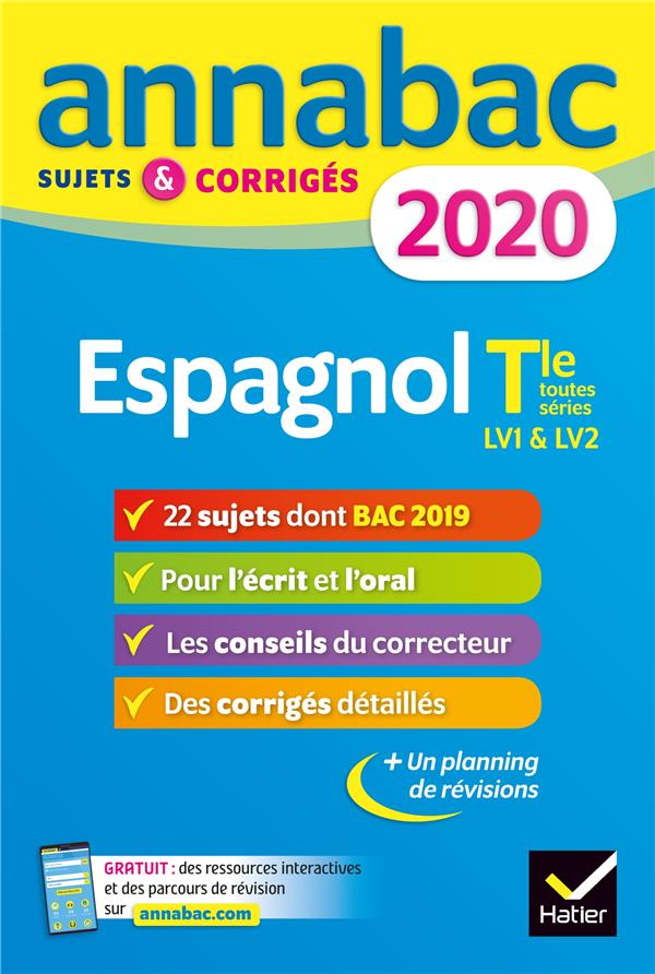 Annabac : espagnol ; terminale toutes séries LV1 & LV2