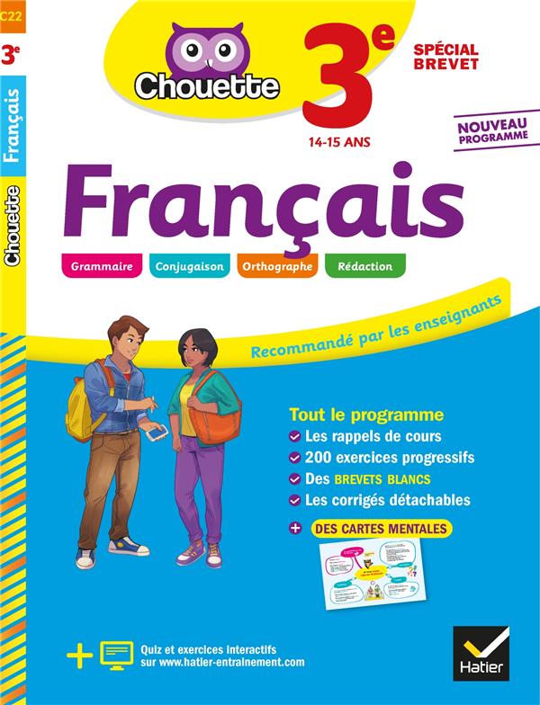 Chouette entraînement Tome 22 : français ; 3e spécial brevet ; cahier d'entraînement et de révision