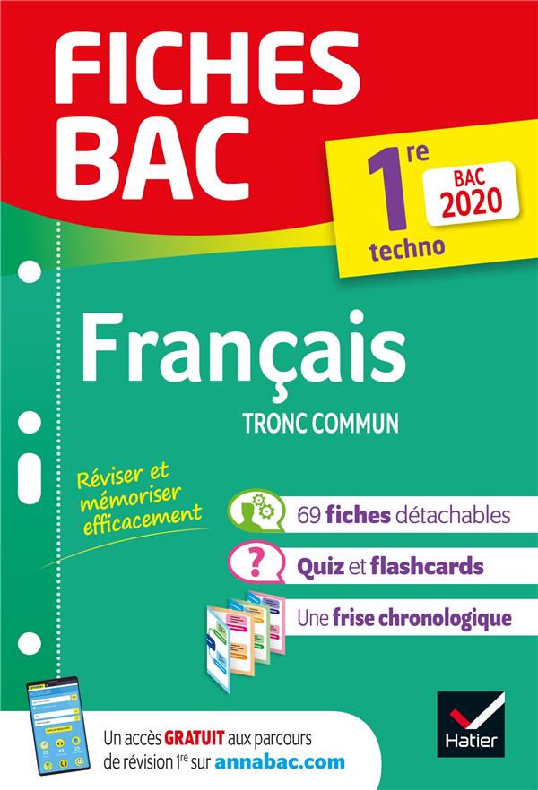 Fiches bac : français ; 1re technologique