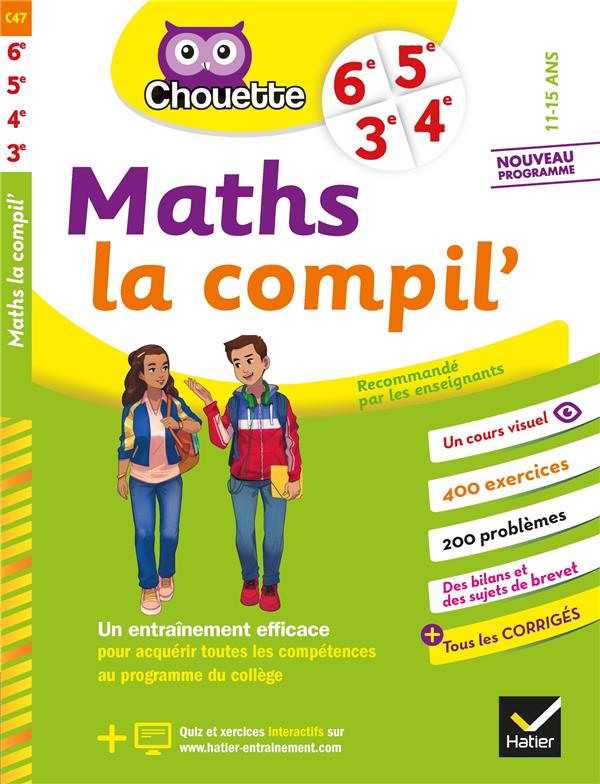 Chouette entraînement : maths la compil' ; 6e, 5e, 4e, 3e