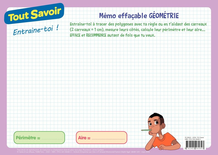 Tout savoir : mémo effacable géométrie