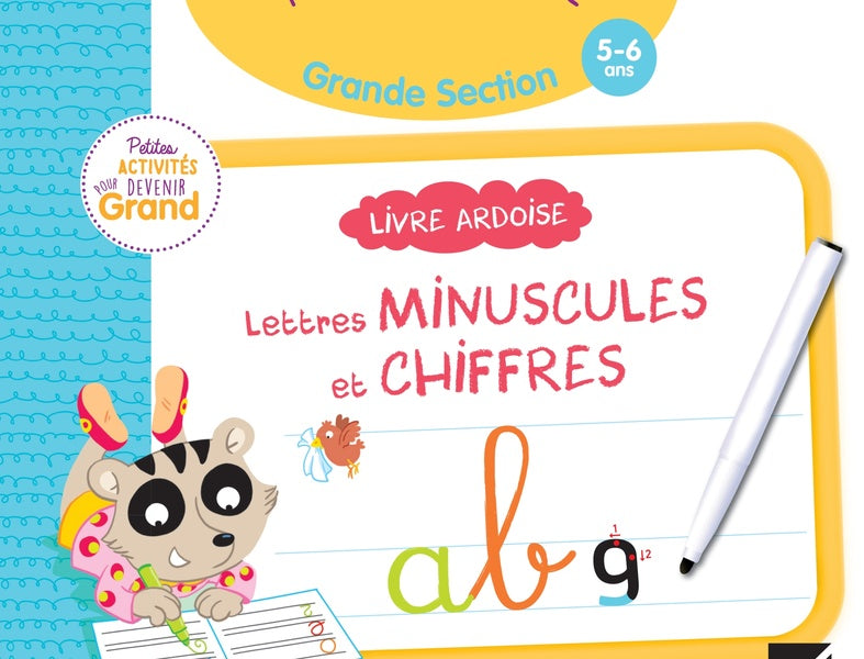 Livre ardoise ; GS ; lettres minuscules et chiffres