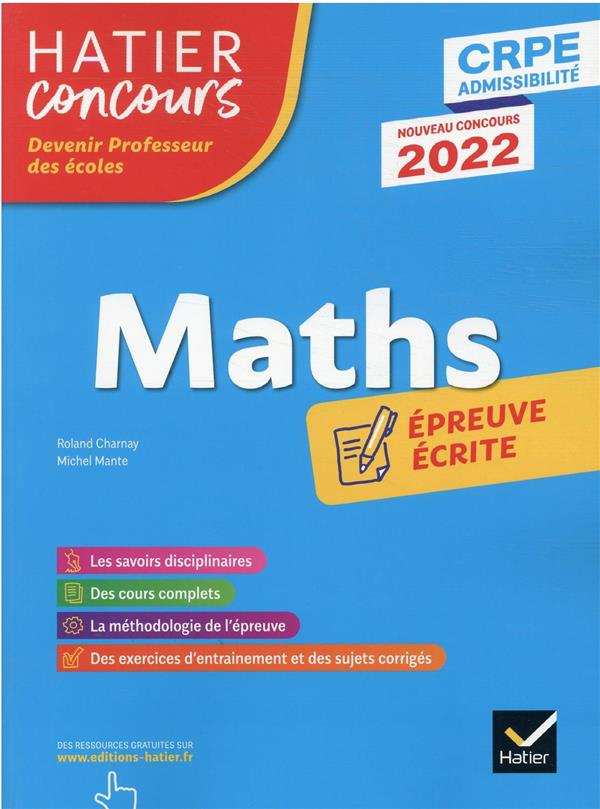 Mathématiques ; CRPE ; épreuve écrite (édition 2022)