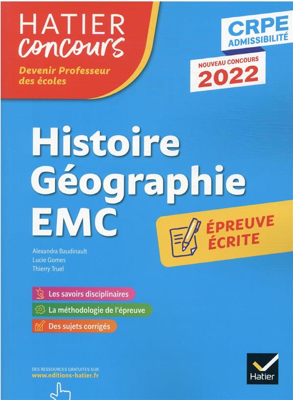 Histoire-géographie-EMC ; CRPE ; épreuve écrite (édition 2022)