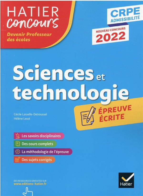 Sciences et technologie ; CRPE ; épreuve écrite (édition 2022)