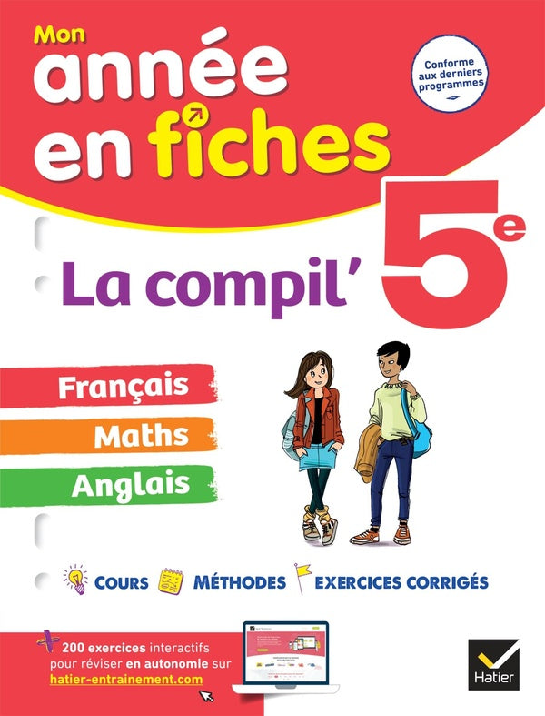 Mon année en fiches : français, maths, anglais ; 5e ; la compil'