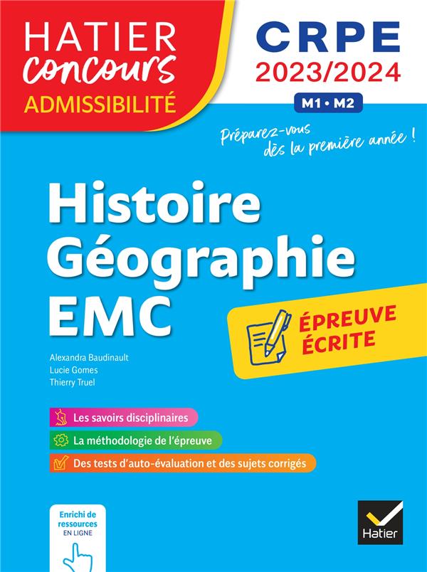 Histoire-géographie-EMC ; CRPE ; épreuve écrite d'admissibilité (édition 2023/2024)