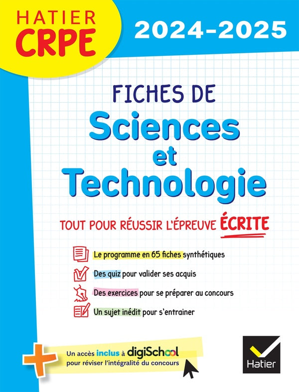 CRPE ; fiches de sciences et technologie ; tout pour réussir l'épreuve écrite (édition 2024/2025)