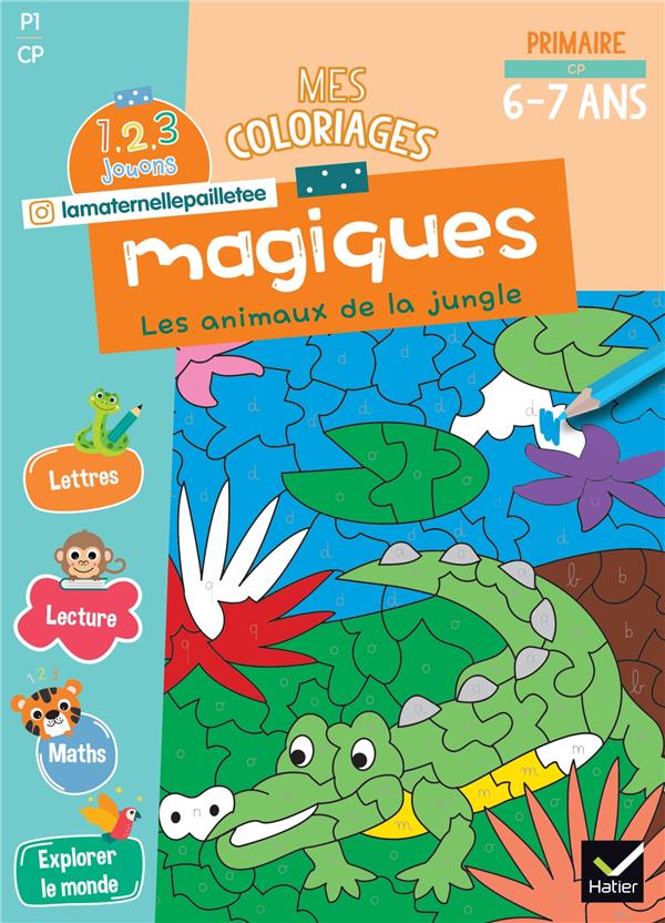 1, 2, 3 Jouons ! Tome 2 : Mes coloriages magiques ; CP ; Les animaux de la jungle