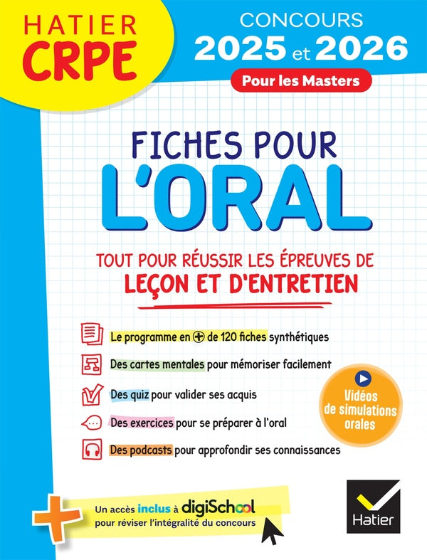 CRPE ; Fiches pour l'oral ; Tout pour réussir les épreuves de leçon et d'entretien (édition 2024/2025)