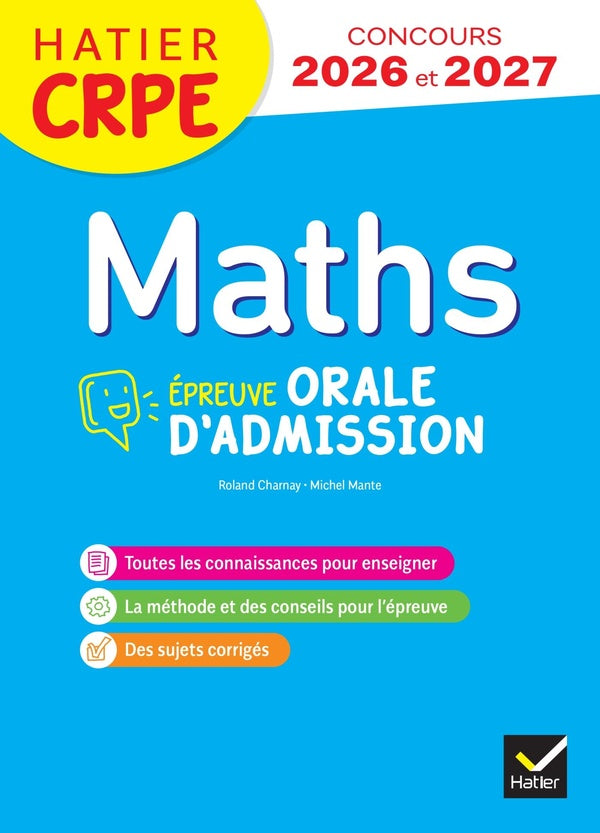 Mathématiques ; CRPE ; Épreuve orale de leçon, admission (édition 2025/2026)