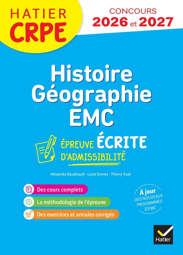 Histoire-Géographie-EMC ; CRPE ; Épreuve écrite d'admissibilité (édition 2025/2026)