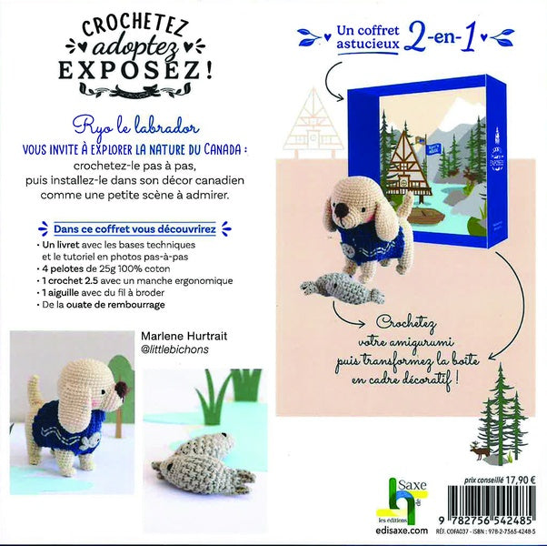 Crochetez, adoptez, exposez ! Un coffret astucieux 2-en-1 : Ryo le labrador et son cadre déco !