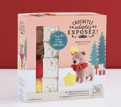 Crochetez, adoptez, exposez ! Un coffret astucieux 2-en-1 : Augustin l'ours et son cadre déco !