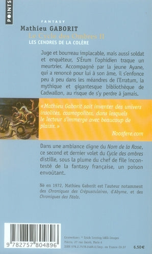 Le cycle des ombres Tome 2 ; les cendres de la colère
