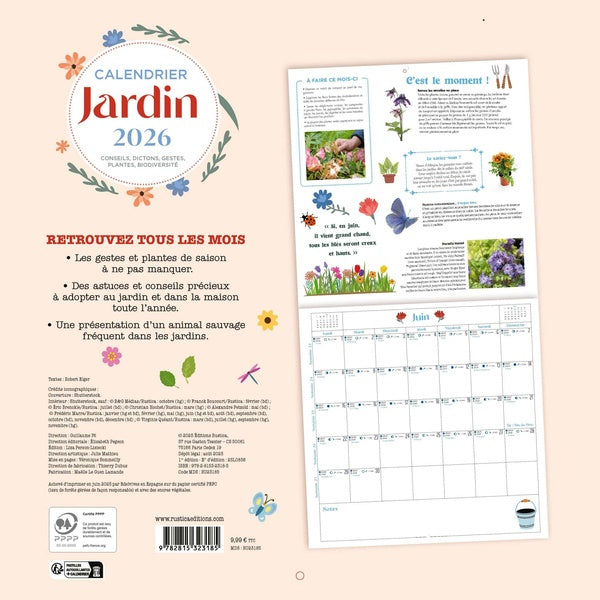Calendrier mural jardin (édition 2026)