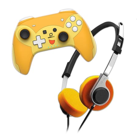 DragonShock - Bundle Manette compacte sans fil Bluetooth PopTop Pika pour Switch et Switch OLED + Casque stéréo Game & Go de style rétro TX20