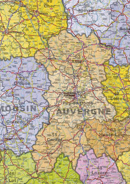 Carte murale de la France administrative et routière - flash vidéo