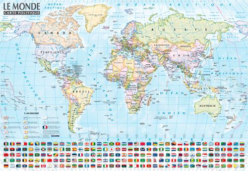 Carte du monde : politique et physique ; carte mur - flash vidéo