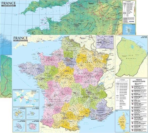 France : carte administrative et physique - flash vidéo