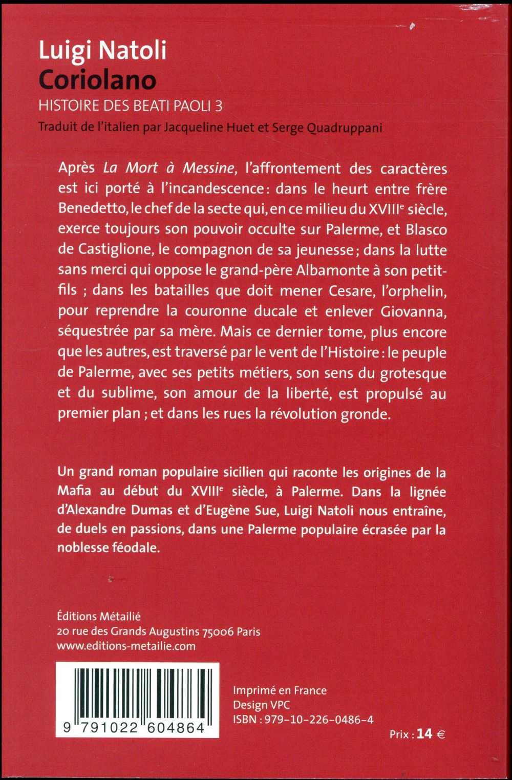 Histoire des Beati Paoli Tome 3 : Coriolano