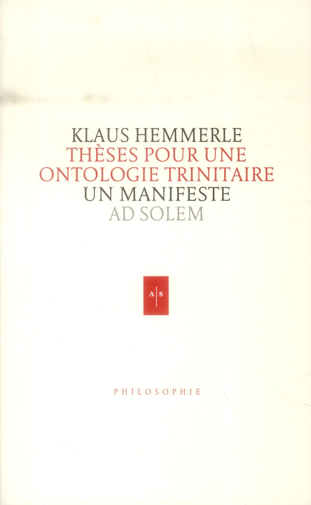 Pour une ontologie trinitaire