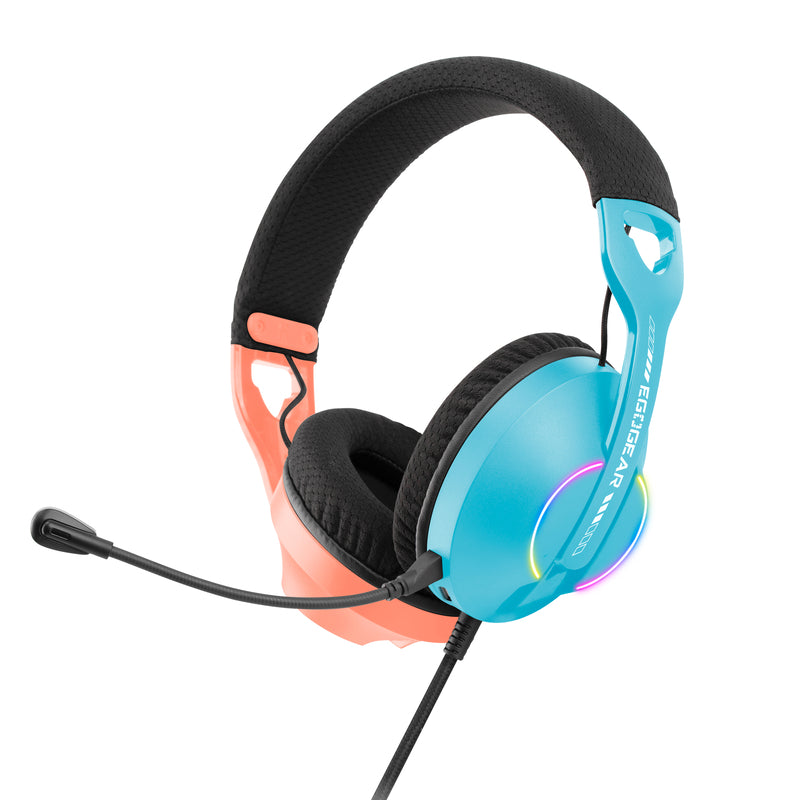 EgoGear - Casque de jeu filaire RVB SHS25 Rose et bleu pour Switch 2