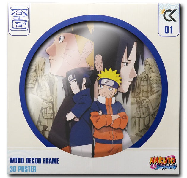 Cartoon Kingdom - Naruto - Cadre décoratif en bois Naruto et Sasuke (30x30cm) - flash vidéo
