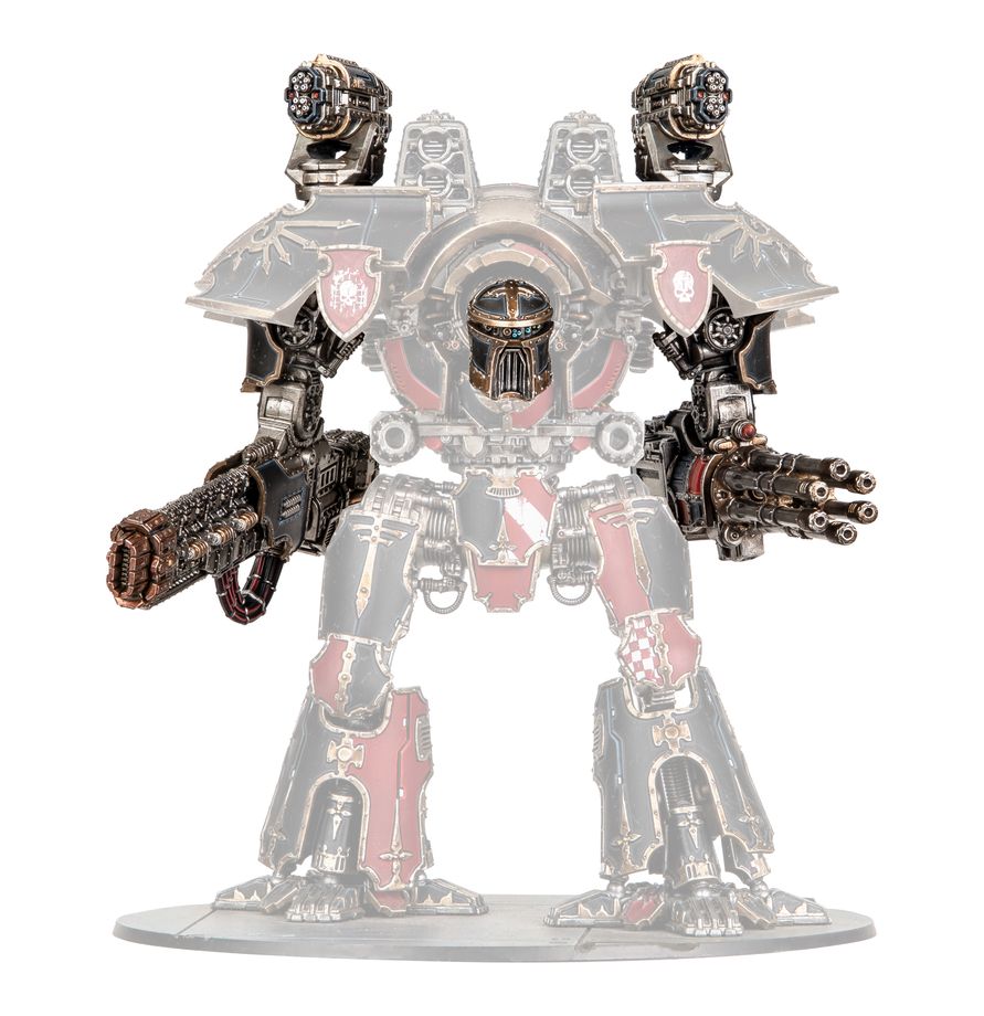 Armes de Titan Warlord: Destructeur volkite, macro-éclateur gatling, ruineur à gravitons et paire de méga-bolters Vulcan