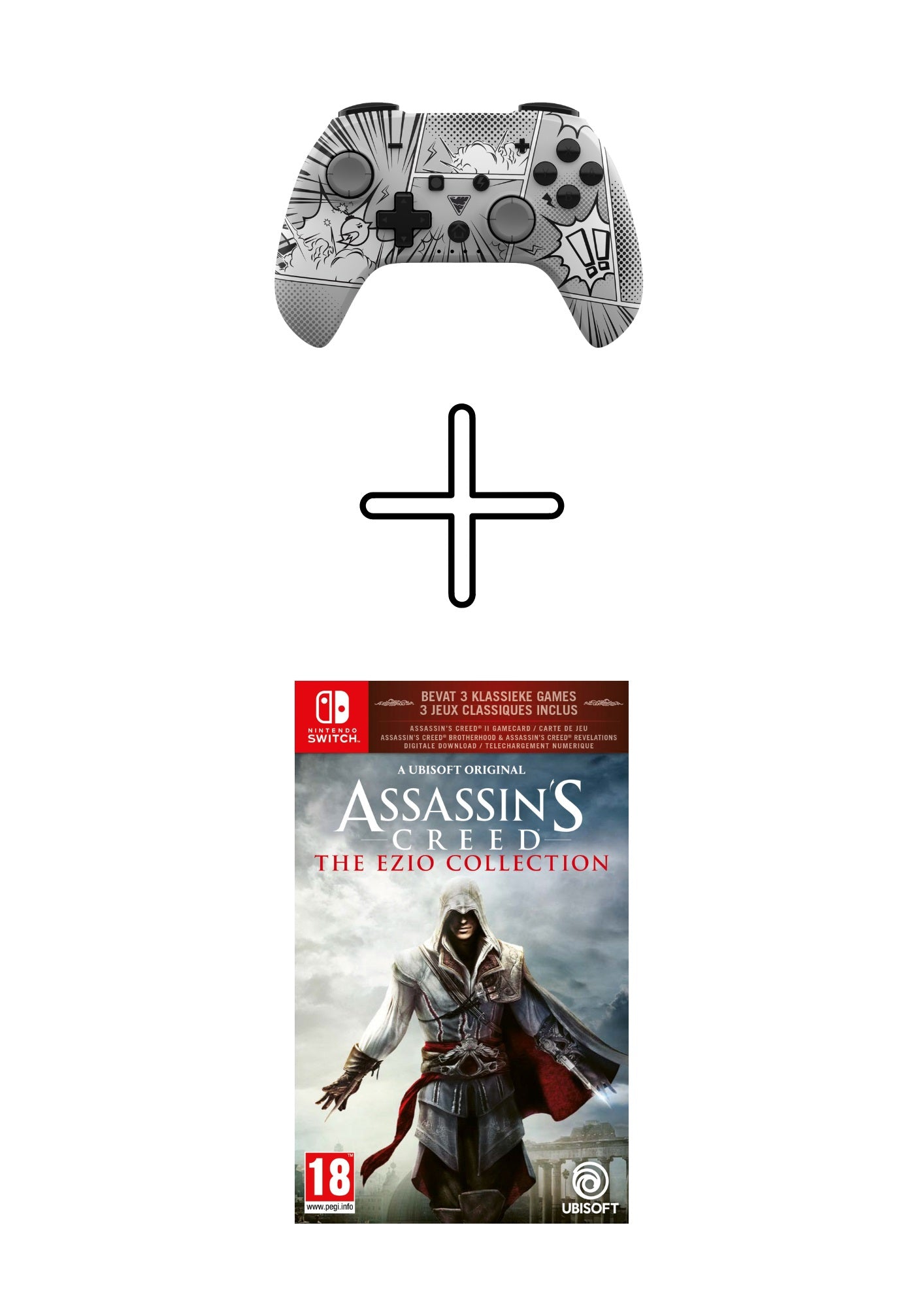 DragonShock - Bundle Manette compacte sans fil Bluetooth PopTop Manga pour Switch et Switch OLED + Assassin's Creed: The Ezio Collection