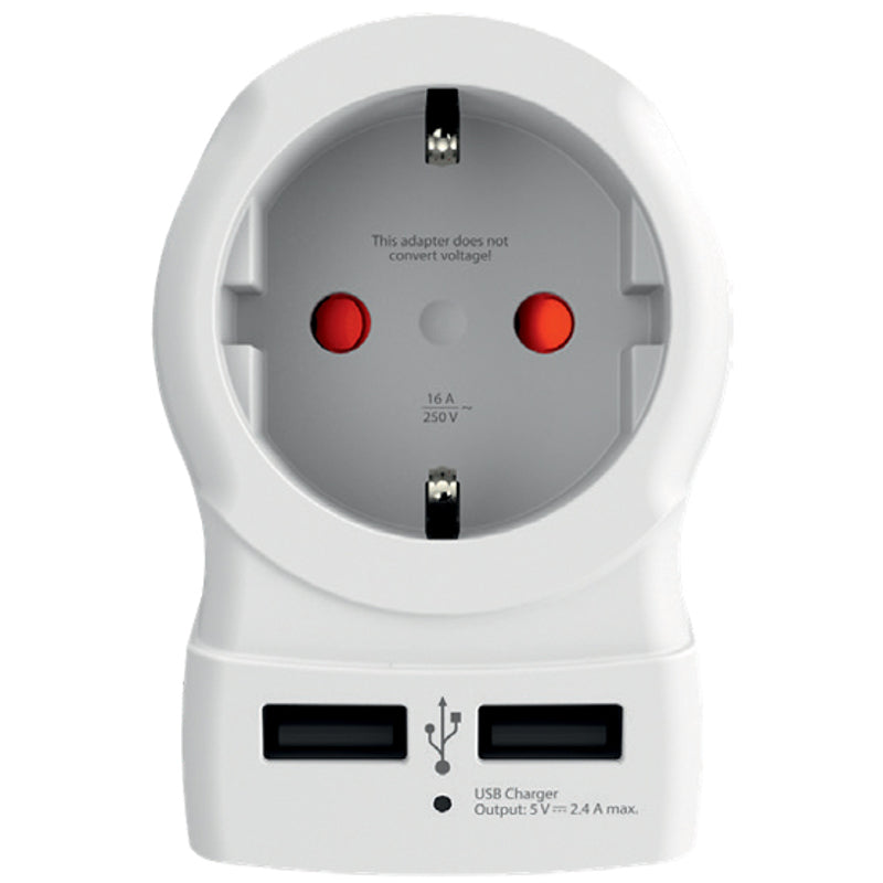 Skross - Adaptateur de voyage Europe vers UK + USB A (x2) (2025)