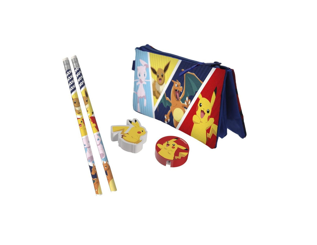 Pokémon - Set de Papeterie avec une trousse triple 5pcs