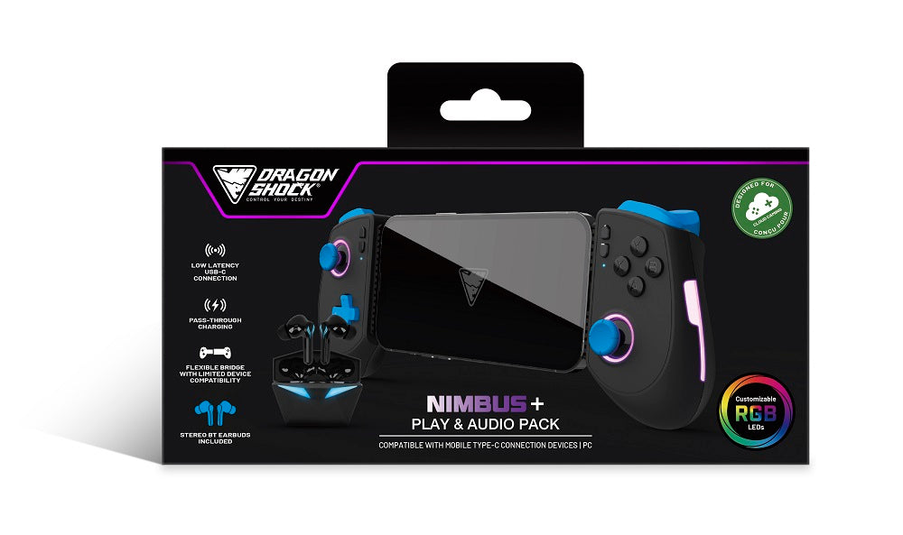 DragonShock - Nimbus+ Play et Audio Pack - Manette sans fil Bluetooth Noire pour Mobile