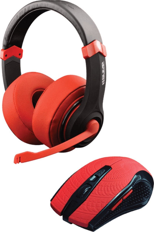 Dragonwar Comboset 2 en 1 Combo Set Edition Rouge + Stereo Gaming Headset + Souris Gaming + Jeux Complet Doom PC