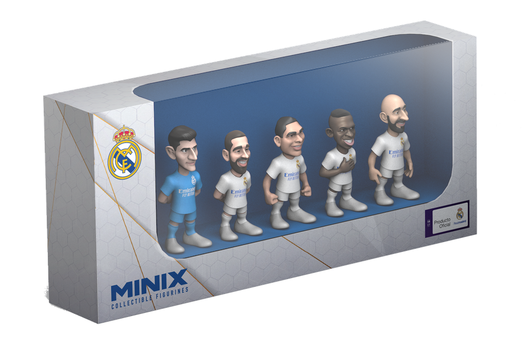 EOL Minix - Football Stars # - Pack de 5 Real Madrid (Hazard / Courtois / Benzema / Vini JR / Casemiro) - Figurines PVC 7 cm