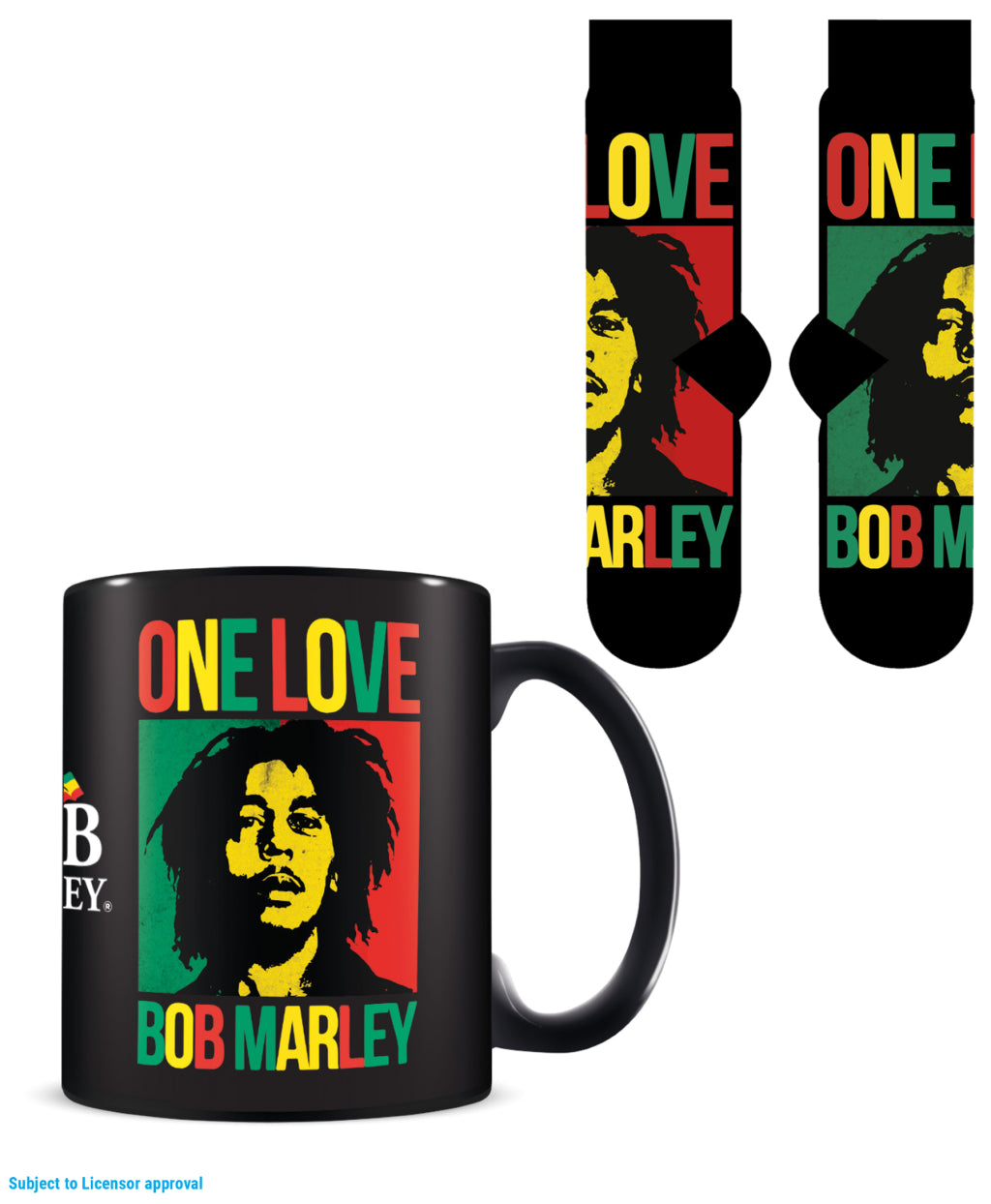 Bob Marley - Coffret cadeau avec tasse 315ml et paire de chaussette EU 41-45 "One Love"