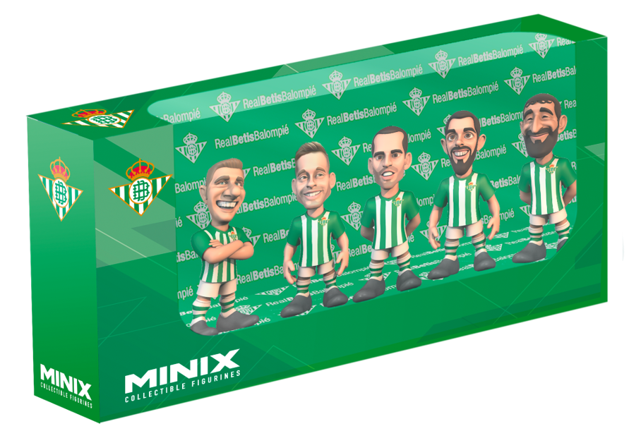 Minix - Football Stars - Pack de 5 Real Betis (Isco, abde, fekir, B.iglesias, Guardado) - Figurines PVC 7 cm - flash vidéo