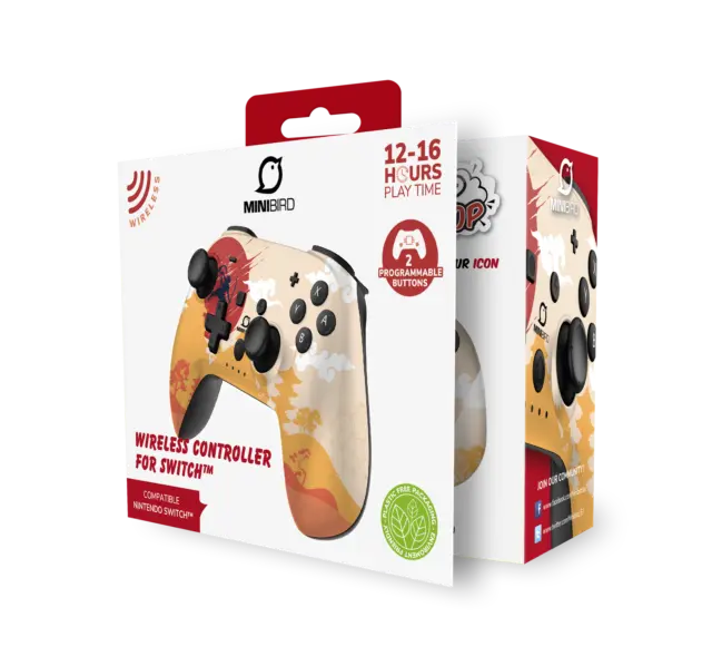 Minibird Pop Top - Manette sans fil Bluetooth "Rising Sun" pour Nintendo Switch et Switch OLED - ESQUAD ONLY - flash vidéo