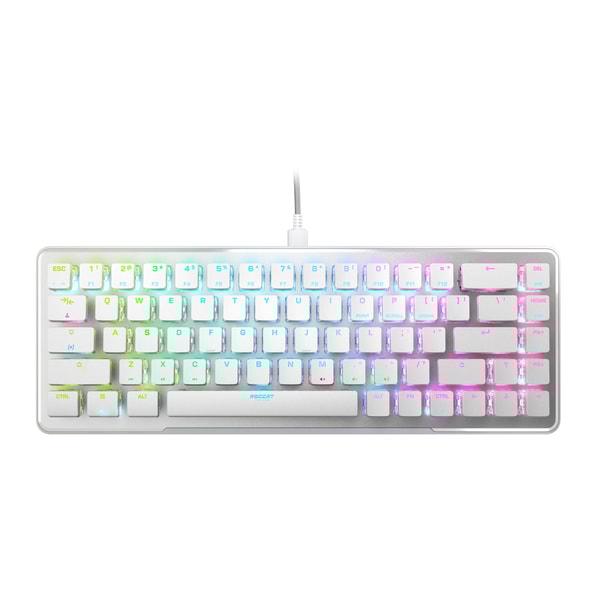 Roccat - Clavier de jeu mécanique optique Vulcan II Mini Blanc avec éclairage RGB - Disposition QWERTY américaine - flash vidéo
