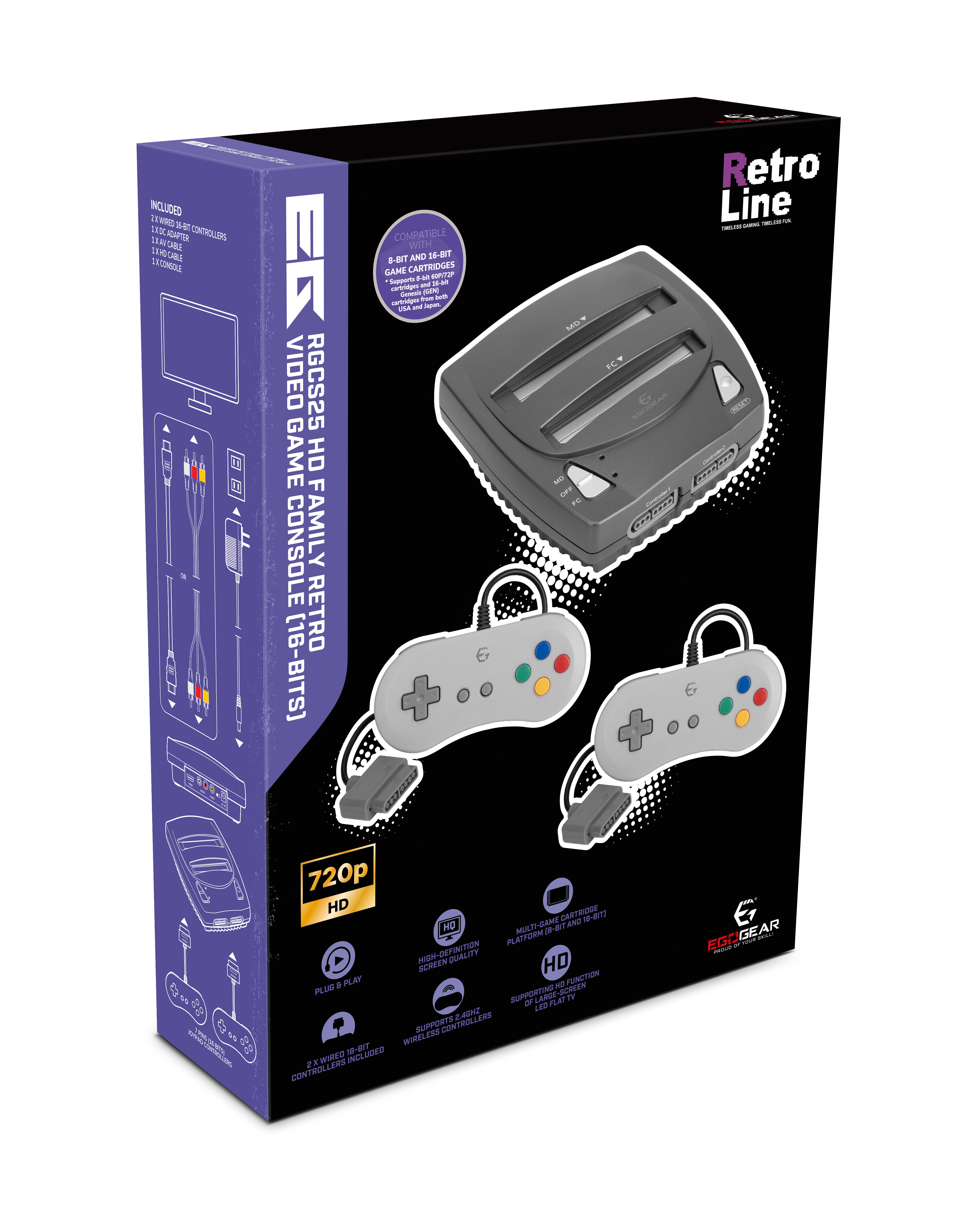 EgoGear - Console de jeu video HD Retro RGCS25 16 Bits