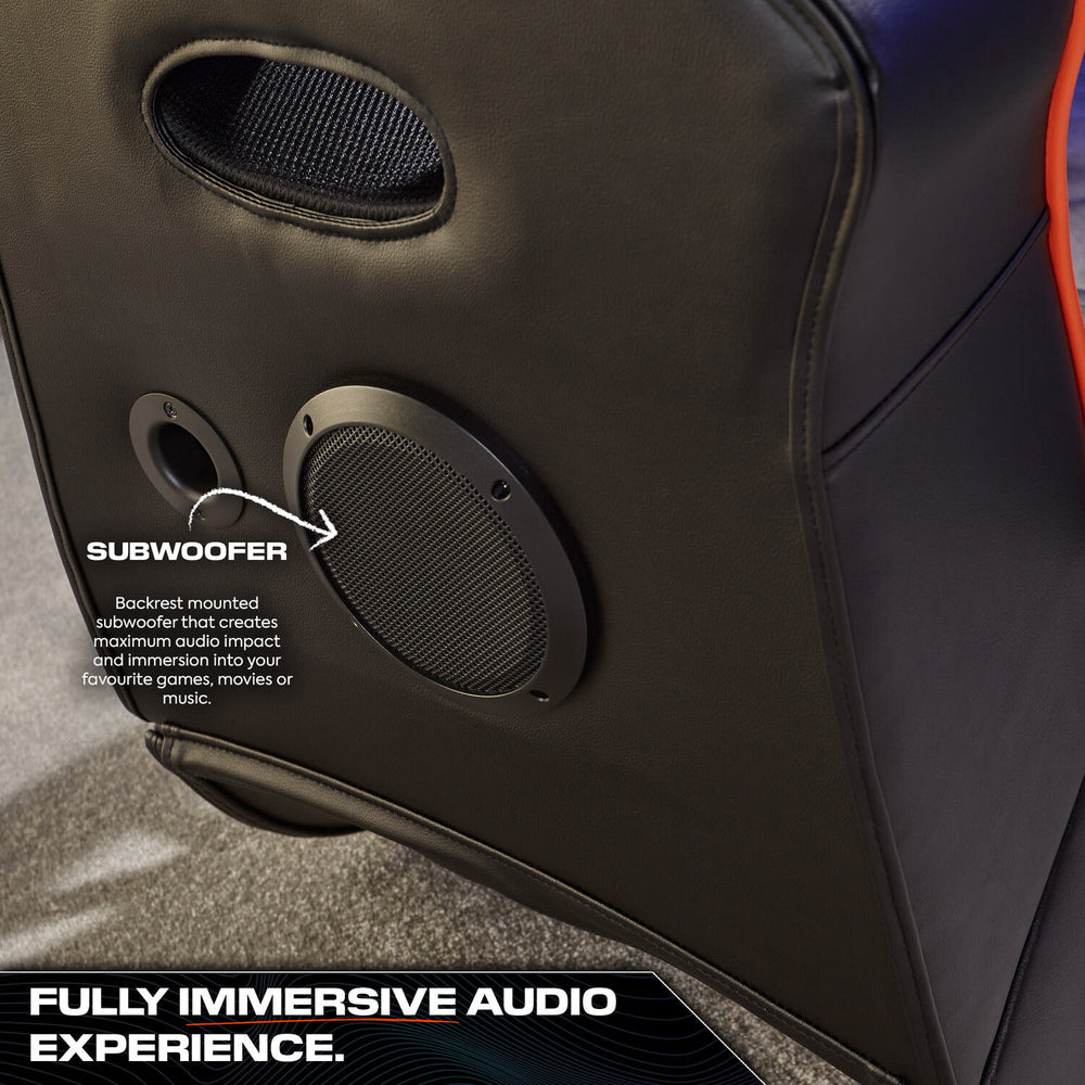 X Rocker - G-Force Sport 2.1 Chaise de jeu audio stéréo avec caisson de basses - Noir et Orange - flash vidéo