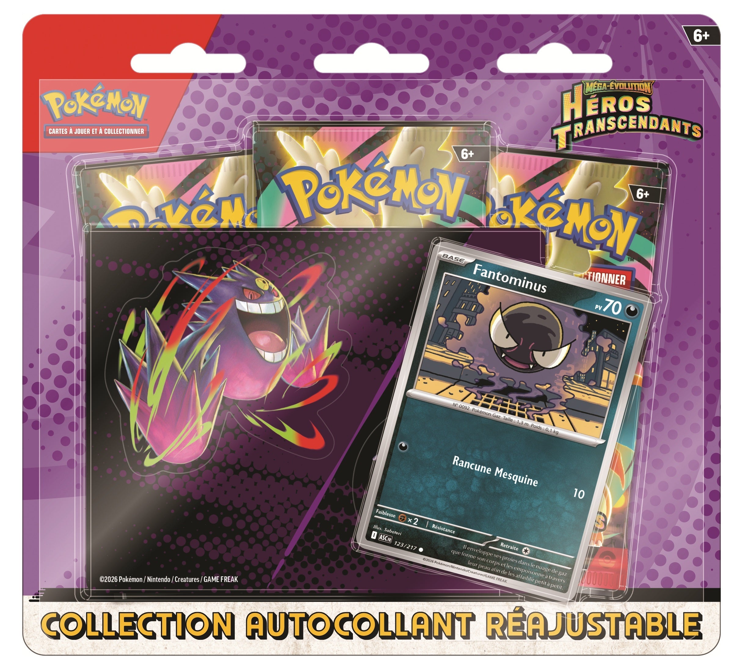 Pokémon JCC : Collection autocollant réajustable Méga-Évolution - ME2.5 Héros Transcendants Fantominus ou Salamèche (1x boîte aléatoire)