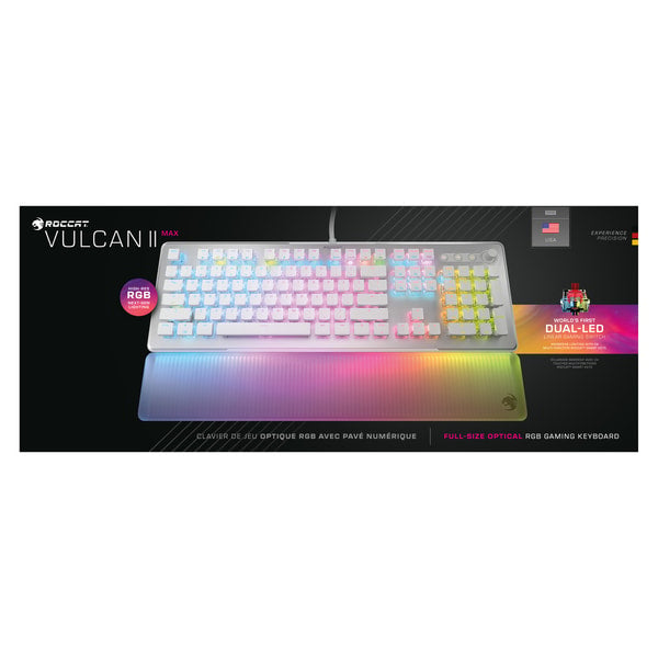 Roccat - Clavier de jeu RGB optique Vulcan II Max Blanc - Disposition Qwerty US - flash vidéo