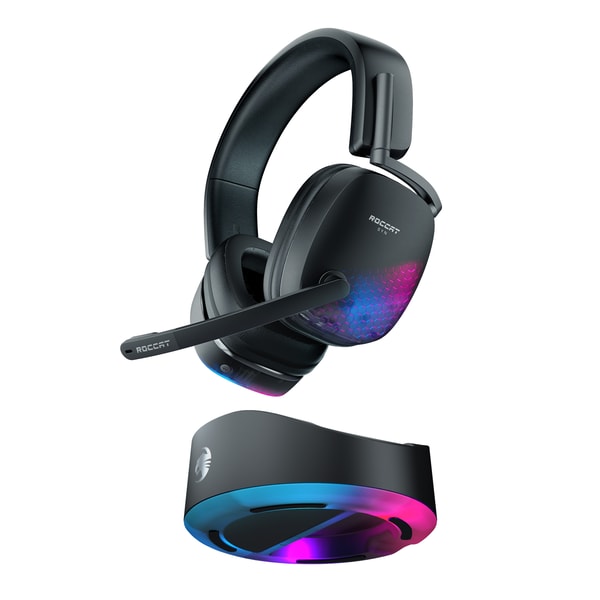 Roccat - Casque gaming RGB sans fil avec audio 3D et station Syn Max Air pour PC, PlayStation et Nintendo Switch - flash vidéo