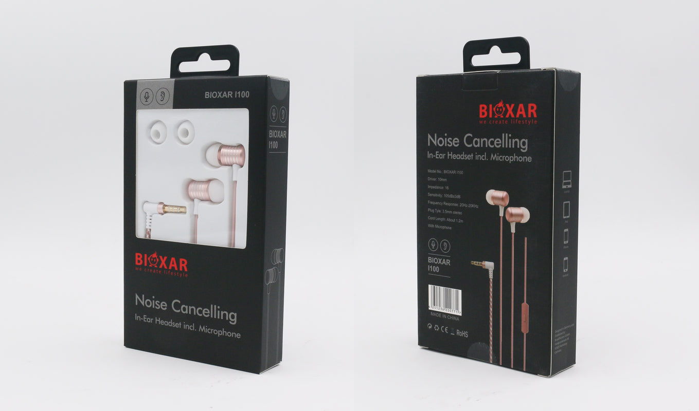 Bioxar - L100 - Écouteurs intra-auriculaires stéréo Rose pour mobile