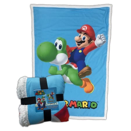Super Mario - Plaid Sherpa Mario et Yoshi (100x150cm) - flash vidéo