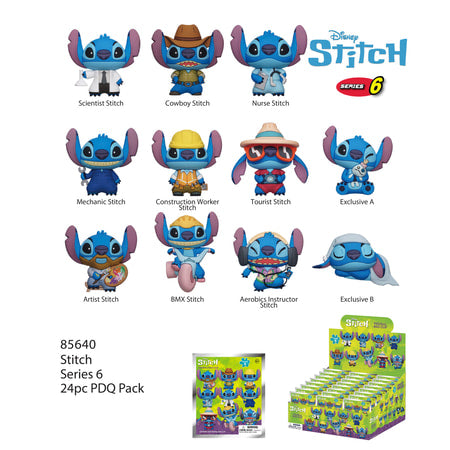 Disney - Assortiment en blind box de figurines de sac de collection Stitch en mousse (24 pcs) - flash vidéo